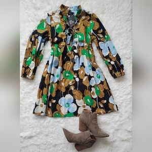 Who What Wear Foundation Floral Midi Dress Women Size XS Peasant Cottagecore NWT